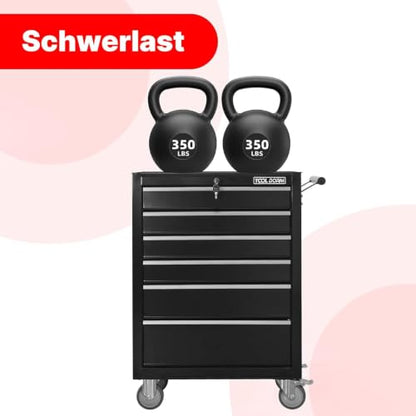 6-Drawer Toolbox with Wheels Rolling Toolbox - color: Black-6