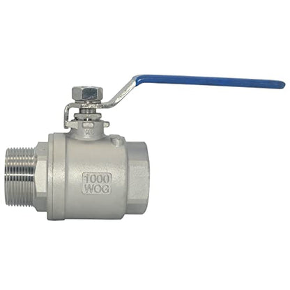 1Pcs 1-1/2 Inches Ball Valve - Full Port Heavy Duty Male NPT (MNPT) X Female NPT (FNPT) Thread with Long Handle Switch,Stainless Steel 304 for Water, Oil, and Gas,1000WOG - size: 1-1/2''