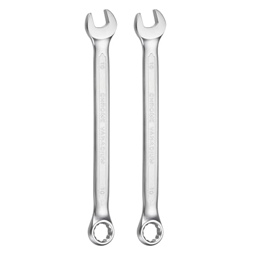 HARFINGTON 2Pcs Metric Combination Wrench 10mm Open End & 15-Degree Offset - size: 10mm