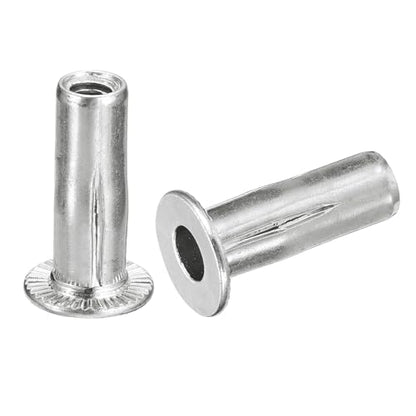 uxcell 10pcs 1/4-20 Multi-Grip Rivet Nut Flat Head Threaded Insert Nut