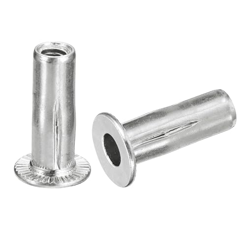 uxcell 10pcs 1/4-20 Multi-Grip Rivet Nut Flat Head Threaded Insert Nut