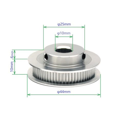 2PCs Aluminum 2GT Timing Pulley 60 Teeth Bore 10mm for 3D Printer CNC Machine 6mm Width 2GT Timing Belt - size: 60 teeth, style: 10mm bore, for 6mm belt