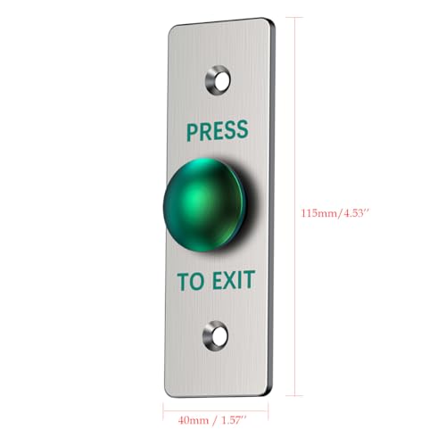 Push to Exit Button for Door Access Control Big Press Button Waterproof Stainless Steel Shell NO/COM Output - color: 4.5''x1.6''