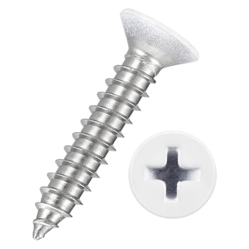 50pcs Phillips Wood Screws #10x1 304 Stainless Steel White Head - color: White Head, size: #10x1"