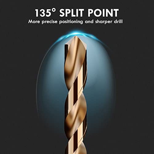 21Pcs(1/16"-3/8") Cobalt Drill Bit Set M35 HSS Jobber Length - size: 21pcs, 1/16"-3/8"