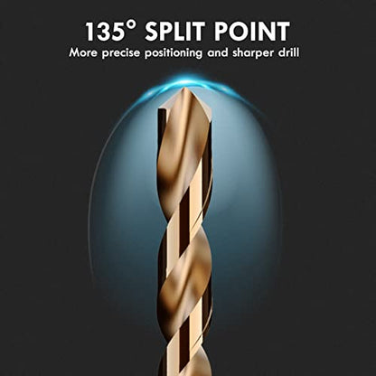 21Pcs(1/16"-3/8") Cobalt Drill Bit Set M35 HSS Jobber Length - size: 21pcs, 1/16"-3/8"