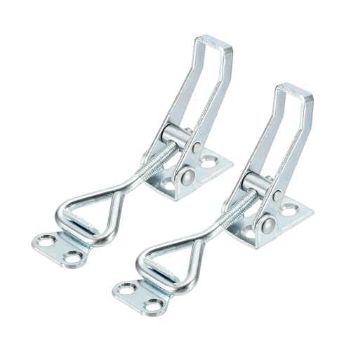 HARFINGTON 2pcs Adjustable Toggle Clamp M5 x 27mm 220lbs Holding Capacity 4001 Style Quick Release Pull Latches Clamps Hasp for Smoker Lid Jig Tool Box Case, Silver - color: Silver, size: M5 x 27mm + 220lbs