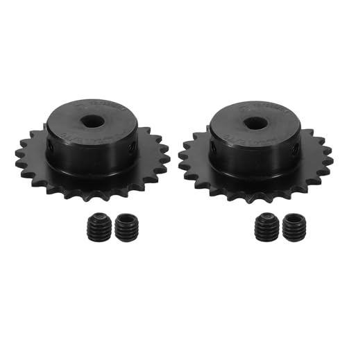 uxcell 2 Pcs #25 Chain Roller Sprocket 8 x 7mm Bore, 1/4" Pitch 24 Tooth C45 Carbon Steel ANSI #25 Roller Sprocket with Set Screws for ISO 04C Chain - size: 8 x 7mm Bore 24 Tooth