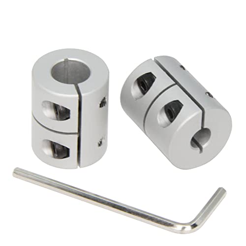 2PCS Shaft Coupling 6.35mm to 10mm Aluminum Alloy Joint 25mm Length 20mm Diameter Stepper Motor Connector Rigid Coupler for 3D Printer CNC Machine DIY Model (6.35x10mm, D20 L25) - size: 6.35x10mm