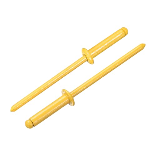uxcell 100Pcs 1/8" x1/2" Aluminum Blind Rivets, Aluminum Grip and Steel Mandrel, Dome Head Long Split Rivets for Metal, Furniture, Automotive, Yellow - color: Yellow, size: 1/8"x1/2"