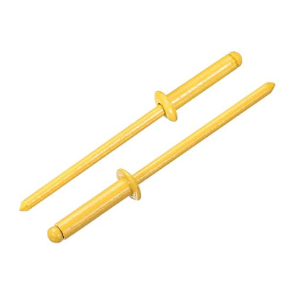 uxcell 100Pcs 1/8" x1/2" Aluminum Blind Rivets, Aluminum Grip and Steel Mandrel, Dome Head Long Split Rivets for Metal, Furniture, Automotive, Yellow - color: Yellow, size: 1/8"x1/2"