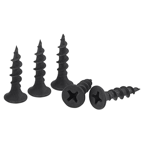 uxcell #8 x 25/32-Inch Wood Screws Phillips Flat Head Carbon Steel Self Tapping Screws Black 50pcs - size: #8 x 25/32-Inch