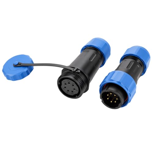 TY20 7 Pin 5A Bulkhead Connector Male Female Wire Plug Socket Quick-Disconnect, Dust Poof Cap for Automotive Electrical Power Outdoor Device - color: In-line Mount, size: 7 Pin 5A
