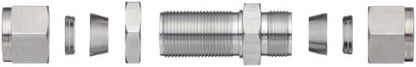 Brennan N2700-LN-08-08-SS Stainless Steel Compression Tube Fitting, Bulkhead Union, 1/2" Tube OD - size: 0.5 Inch
