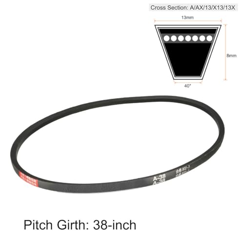 uxcell A-38 V-Belts 38" Pitch Girth 13mm Top Width 8mm Thickness A-Section Rubber Drive Transmission Belt - size: 965mm