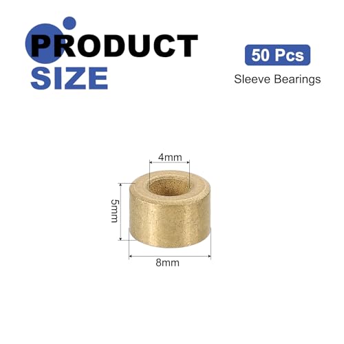 uxcell 50Pcs Sleeve Bearings, 4mm Bore x 8mm OD x 5mm Length, Self-Lubricating Sintered Bronze Bushings - size: 4mm Bore x 8mm OD x 5mm Length