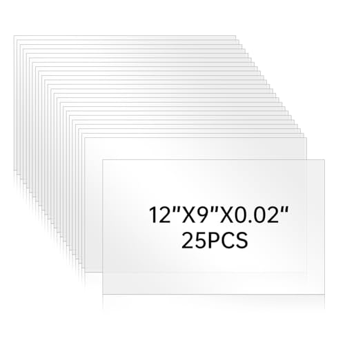25 Pack Plexiglass Sheets 0.02 Inch Thick, 9" x 12" Thin PET Sheets - size: 9" X 12"