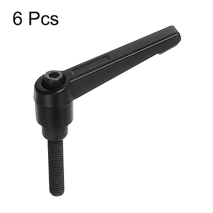 6pcs Adjustable Clamping Lever Handles M6 x 32mm Male Thread Bolt Knobs Rotating Screw Locking Quick Release Ratchet Push Button Handle, Black - size: M6 x 32mm