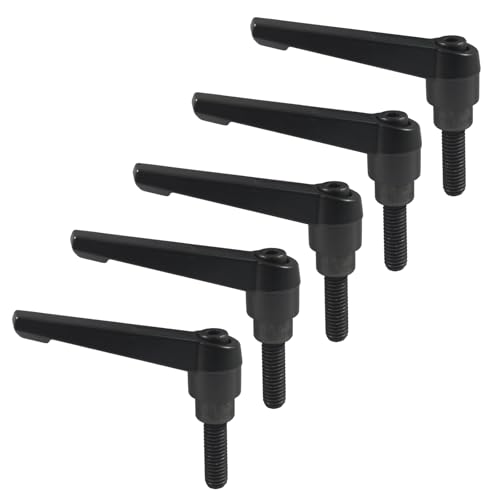 5pcs M8 x 25mm Clamping Lever Handles, 306 Stainless Steel Adjustable Locking Quick Release with Push Button Ratchet Mechanism, Black - size: M8 x 25mm