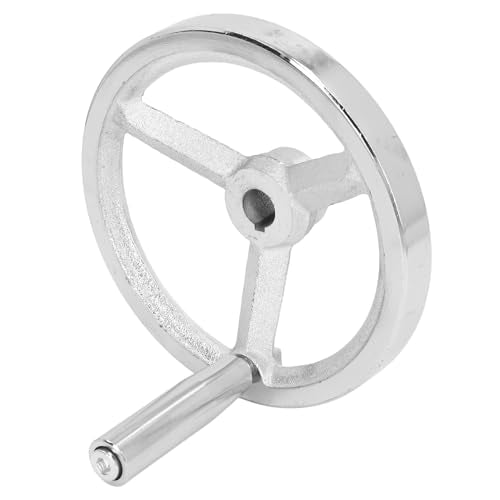 Walfront Lathe Handwheel 16x160MM Rotary Handwheel Chrome Plated Cast Iron Round Hand Wheel with Removable Handle Easy to Install
