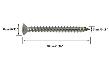 5 x 50mm Screw, Flat Head, Phillips Drive, Self Drilling, 304 Stainless Steel Drywall Wood Screws 50Pcs - size: 5 x 50mm