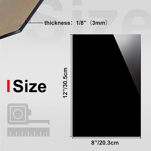 KINLINK 8x12 Plexiglass Sheets 1/8 inch Thick - 3mm Black Cast Acrylic Sheet, Plastic Board Polycarbonate Sheet for DIY Project, Craft, Table Top, Acrylic Sign and Wedding Invitation 4 Pack - color: Black, size: 8x12