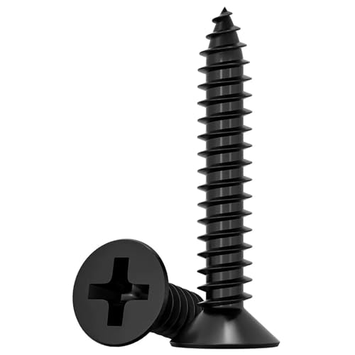 Black Screws,100 PCS #8X1 Stainless Steel Phillips Flat Head Screws - color: Black, size: #8x1"
