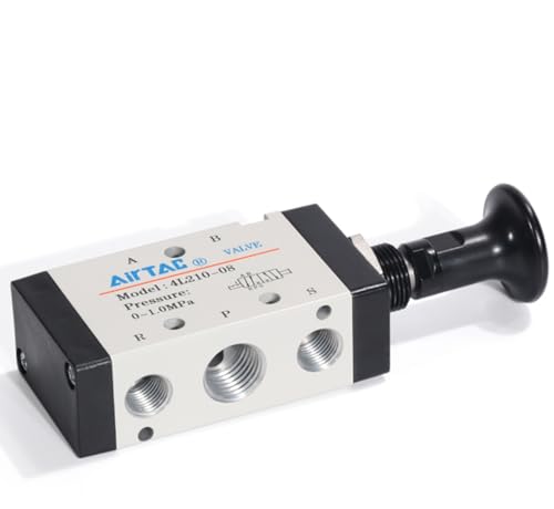 Push-Pull Valve AirTAC 4L210-08 1/4" NPT 5/2 Way Hand Lever 2 Position 5 Way Pneumatic Air Manual Control Direct Acting Type 0-145 PSI - size: 1/4 NPT, style: 5/2 way