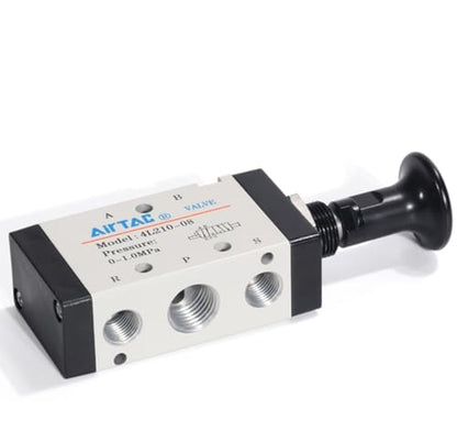 Push-Pull Valve AirTAC 4L310-10 3/8" NPT 5/2 Way Hand Lever 2 Position 5 Way Pneumatic Air Manual Control Direct Acting Type 0-145 PSI - size: 3/8 NPT, style: 5/2 way