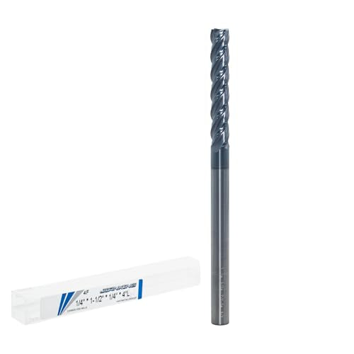 1/4" Extra Long 4-Flute Carbide Square End Mill, 4" OAL, 1Pc - size: 1/4" Extra Long (1 Pc), style: For Stainless Steel