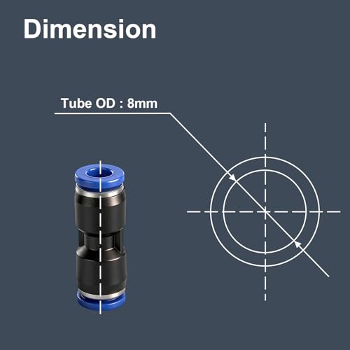 BAOMAIN 8mm Pneumatic Straight Union Push Connect Fittings (10-Pack) - size: 8mm