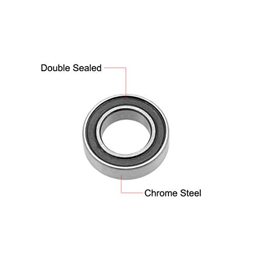 uxcell MR148-2RS Deep Groove Ball Bearings 8mm Inner Dia 14mm OD 4mm Bore Double Sealed Chrome Steel Z2 10pcs - size: 8mmx14mmx4mm