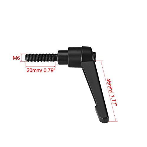 uxcell 5pcs Adjustable Clamping Lever Handle M6 x 20mm Metric Black Oxide Carbon Steel Male Threaded Stud Hand Knobs Ratchet Rotating Screw Handles Bolts with Locking Lever Black - size: M6 x 20mm