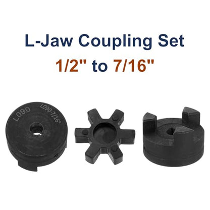 uxcell 1/2" to 7/16" L090 Flexible 3-Piece L-Jaw Coupling Coupler Set & Buna-N NBR Rubber Spider for Log Splitter Hybrid Equipment - size: 1/2" to 7/16", style: L090
