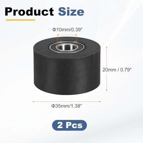 uxcell 2Pcs Plastic Roller Wheel with Bearings 3/8" x 1-3/8" x 3/4" - size: 3/8" x 1-3/8" x 3/4" (ID x OD x L)