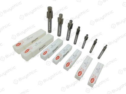 Buyohlic Countersink Drill Bit Set of 7 Pcs – M3-M12 Slotting Counterbore End Mill Cutter, Solid Slot, 4 Flutes