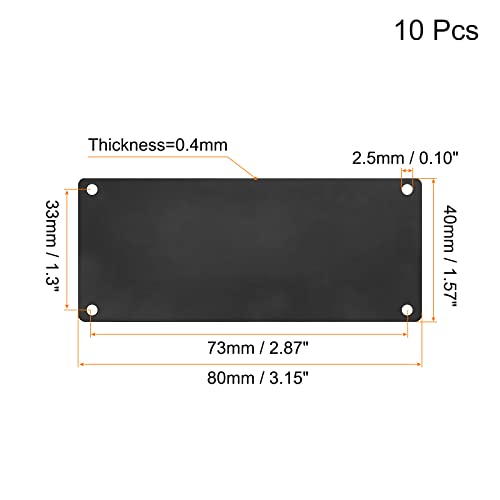 uxcell Stainless Steel Blank Tags, 80 x 40mm Rectangle Engraving Blanks Card with 4 Hole for Machine Nameplate DIY Label Tag, 10Pcs (Black) - size: 80mm x 40mm