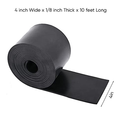 Neoprene Rubber Sheet - 1/8 Inch Thick x 4 Inch Wide x 10 Feet Long Neoprene Rubber Strips Rolls for DIY Gaskets, Pads, Seals, Crafts, Flooring, Cushioning of Anti-Vibration, Anti-Slip - size: W:4In x T: 1/8In x L: 10Ft