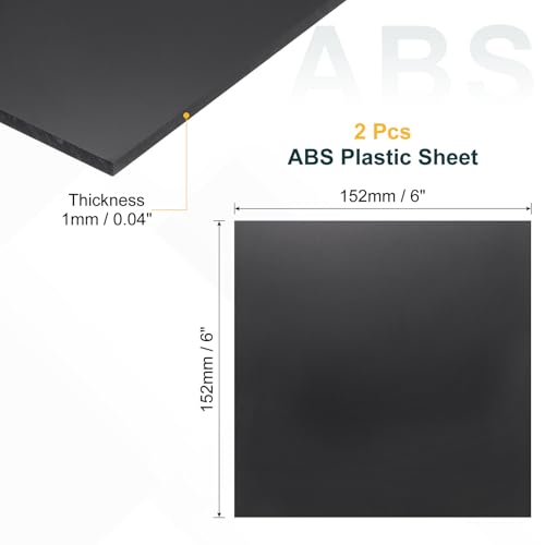 uxcell 2 Pack ABS Plastic Sheet, 0.04" Thick 6"x6" Flexible Hard Plastic Sheet, Heat Moldable Panel for DIY Crafts Home Decoration, Black - color: Black, size: 0.04"x6"x6"
