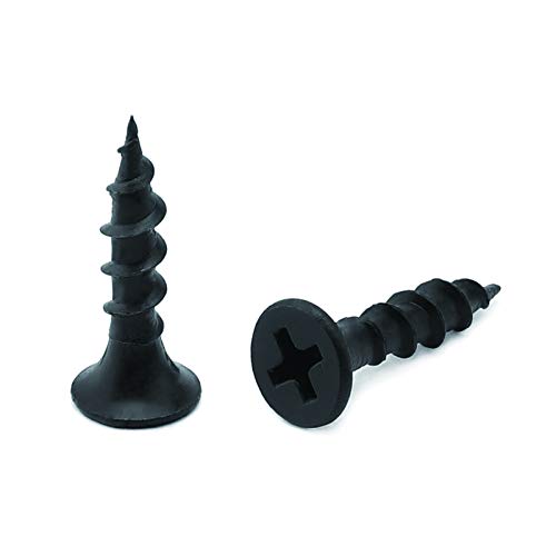 #7 x 3/4" Wood Screw 100PCS Black Phosphate Coated Stainless Flat Truss Head Fast Self Tapping Drywall Screws by SG TZH - size: #7 x 3/4"