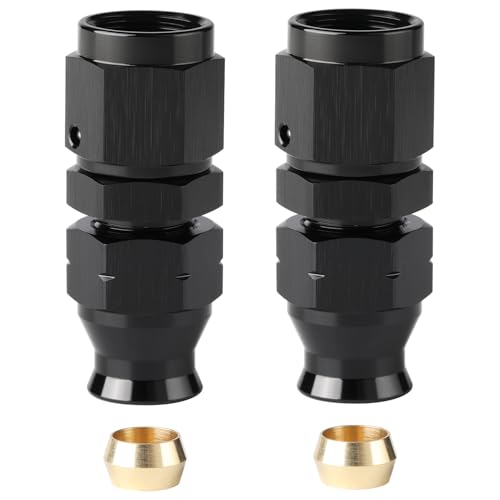 6AN Female Flare to 5/16" Hardline Compression Fitting Adapter Straight Aluminum Black 2PCS - color: Black - 2PCS, size: 6AN to 5/16"