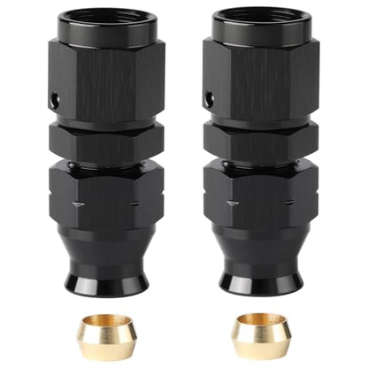 6AN Female Flare to 5/16" Hardline Compression Fitting Adapter Straight Aluminum Black 2PCS - color: Black - 2PCS, size: 6AN to 5/16"