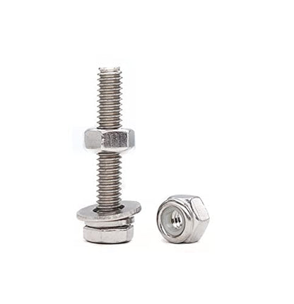1/4-20 x 1 Hex Bolts Screws, with 1/4-20 Nylon Inserted Lock Nuts / 1/4 Washers / 1/4-20 Hex Nuts, 304 Stainless Steel /A2-70, Silver Tone, 50pcs - size: 1/4-20" x 1" (10-Pack)