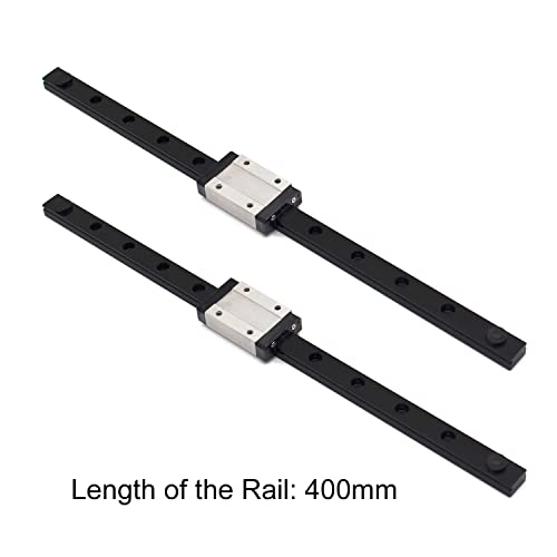 MGN12H 400mm Premium Linear Rail Guide 2pcs MGN12 Linear Slide 8mm for 3D Printer and CNC Machine Upgrade (2pcs/Pack) - color: Black MGN12H 2 Rail + 2 Carriage block, size: 400mm
