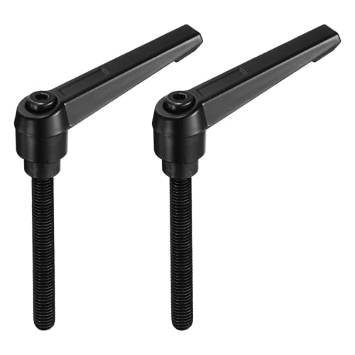 uxcell M8 x 70mm Handle Adjustable Clamping Lever Thread Push Button Ratchet Male Threaded Stud Knobs Locking Rotating Screw Handles Quick Release Bolt Black 2pcs - color: Black, size: M8 x 70mm