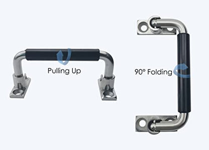 304 Stainless Steel Folding Pulls Cabinet Handle 90 Degrees Folding Pull Handle with Rubber and Bright Polishing,4'' Hole Center - style: 4'' Hole Center with Rubber