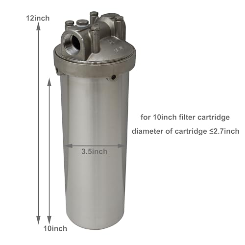 TECHTONGDA Filter Housing for Water Filtration System Stainless Steel 1/2inch NPT for 10inch Long Filter Cartridge 72psi Rated Pressure - size: 1/2inch NPT for 10inch Cartridge