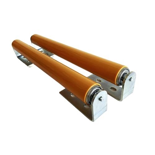 Polyurethane Coated Long Roller With Bracket Set | 16" Length, 1.5" Diameter Conveyor | Galvanized Steel | Versatile Support for Stands, Woodworking, and Conveyors | Pack of 2