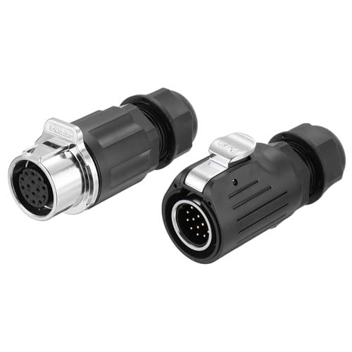 MECCANIXITY LP20 14 Pin Waterproof Connector, IP68 Circular Connectors Male Female Aviation Plug Fast Locking, M20 Wire Plug for Outdoor Electrical (250V, 5A)
