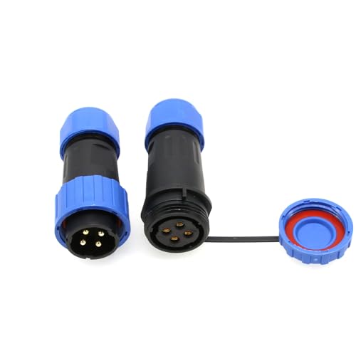 TY20 4 Pin 25A Electrical Waterproof Connector, Male Female Cable Plug Socket, Screw Terminal Wiring, Quick-Disconnect for Power Outdoor Device - color: In-line Mount, size: 4 Pin 25A